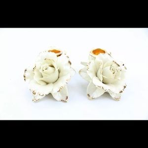 Winter rose vintage candleholders